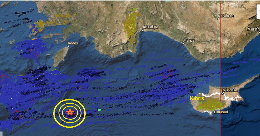  Akdeniz'de 6.0 büyüklüğünde deprem meydana geldi. 