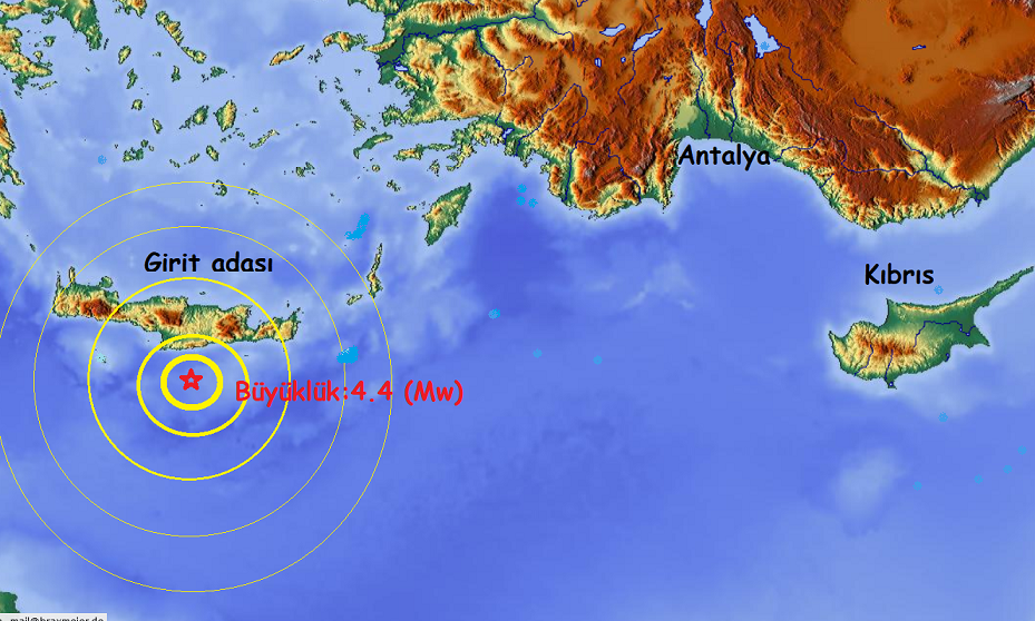 Akdeniz*de Girit adasının güneyinde deprem.